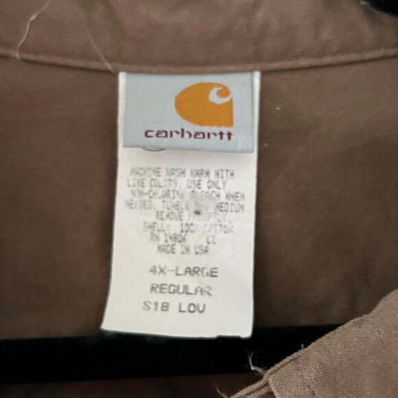 Carhartt Men’s Short Sleeve Button Front Work Shirt Brown 4XL Regular Cotton - Picture 2 of 5